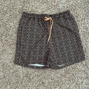 Brown and Gold Pattern Shorts Shein Men Size S